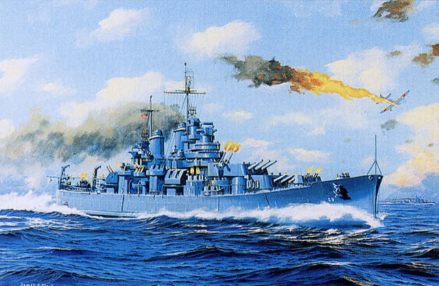 "USS Boston CA-69" - James Flood - World War II Naval Art